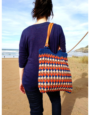 BOLSO TWIST AZUL/NARANJA