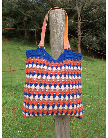 BOLSO TWIST AZUL/NARANJA