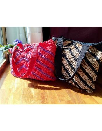 BOLSO CHEVRON ROJO/MORADO