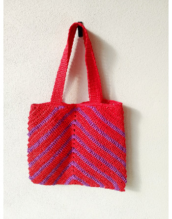 BOLSO CHEVRON ROJO/MORADO