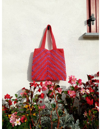 BOLSO CHEVRON ROJO/MORADO